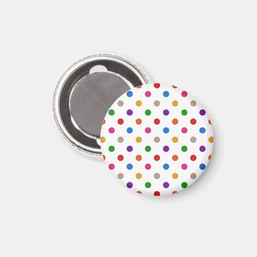 Wit Kleurrijk Regenboog Stippen Design Magneet (Voorkant / Achterkant)
