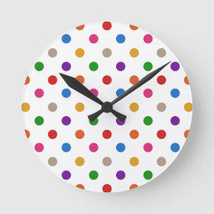 Wit Kleurrijk Regenboog Stippen Design  Ronde Klok