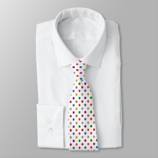 Wit Kleurrijk Regenboog Stippen Design Stropdas (Gebonden)