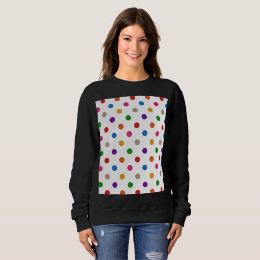 Wit Kleurrijk Regenboog Stippen Design Trui (Voorkant volledig)