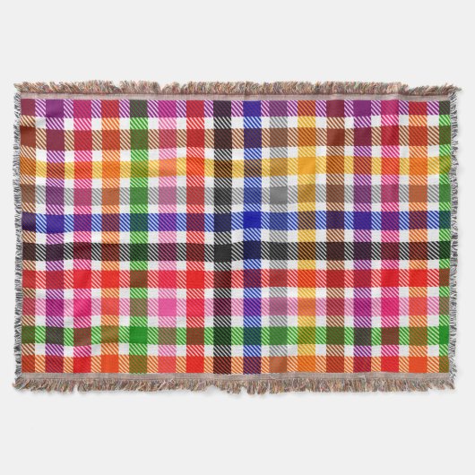 Wit Kleurrijk Twill Geruit Schots Design Deken (Voorkant)