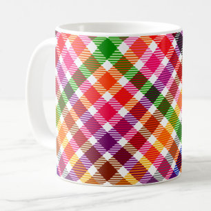 Wit Kleurrijk Twill Geruit Schots Design Koffiemok