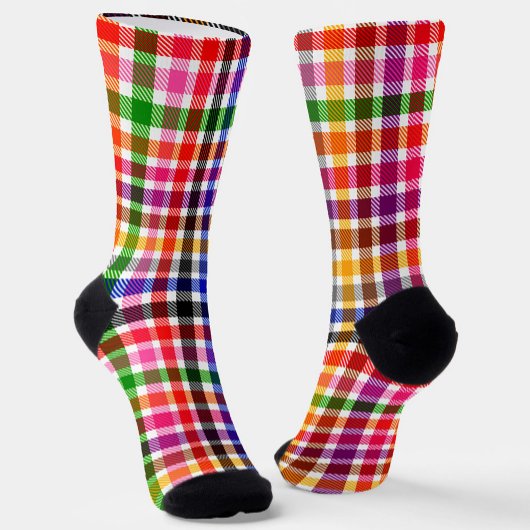 Wit Kleurrijk Twill Geruit Schots Design  Sokken