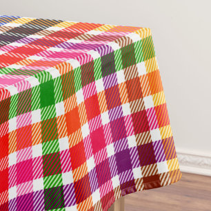 Wit Kleurrijk Twill Geruit Schots Design Tafelkleed