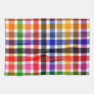 Wit Kleurrijk Twill Geruit Schots Design Theedoek