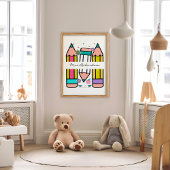 Wit Kleurrijke Leraar Cartoon Potlood Poster