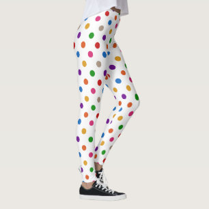 Wit Kleurrijke Regenboog Stippen Ontwerp Leggings