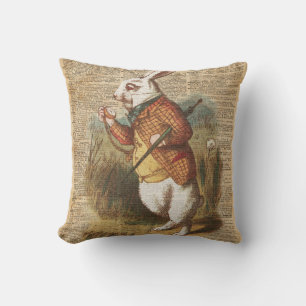 Wit Konijn Alice in het Vintage Art. van het Kussen