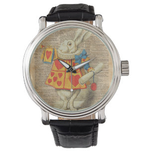 Wit Konijn Alice in het Vintage Kunstwerk van het Horloge