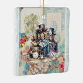 Wit Konijn, Alice & Mad Hatter in Top Hats Keramisch Ornament (Rechts)