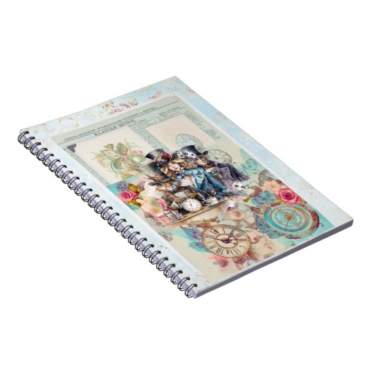 Wit Konijn, Alice & Mad Hatter in Top Hats Notitieboek (Rechterzijde)