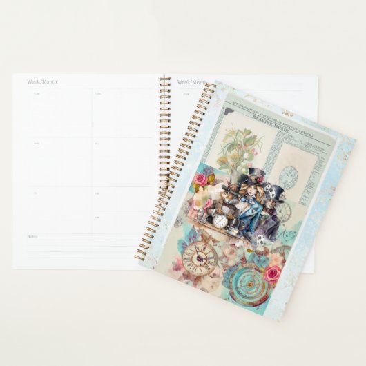 Wit Konijn, Alice & Mad Hatter in Top Hats Planner (Display)