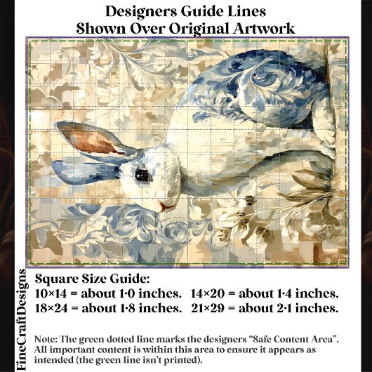 Wit Konijn, Blauw Bloempatroon EC4L Decoupage Tissuepapier