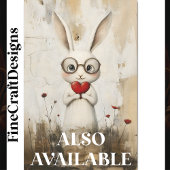 Wit konijn, bril en een rood hart BY3 decoupage Tissuepapier