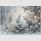 Wit Konijn Decoupage voor Winterse Bos Tissuepapier (Voorkant)