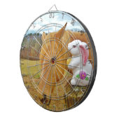 Wit konijn en blond geel paard dartbord (Voorkant Rechts)