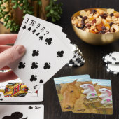 Wit konijn en blond geel paard pokerkaarten (Insitu)