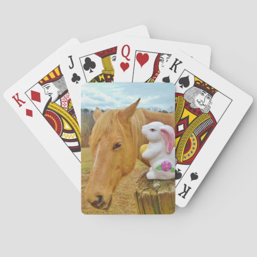 Wit konijn en blond geel paard pokerkaarten (Achterkant)