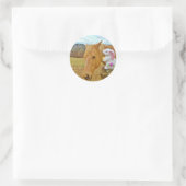 Wit konijn en blond geel paard ronde sticker (Tas)