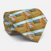 Wit konijn en blond geel paard stropdas (Opgerold)