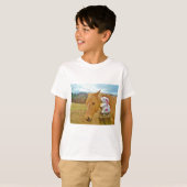 Wit konijn en blond geel paard t-shirt (Voorkant volledig)