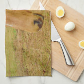 Wit konijn en blond geel paard theedoek (Quarter Fold)