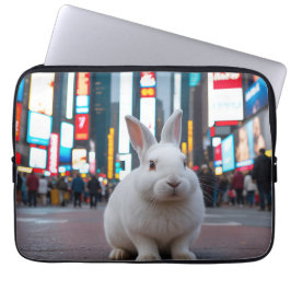 Wit Konijn in Times Square Laptop Sleeve