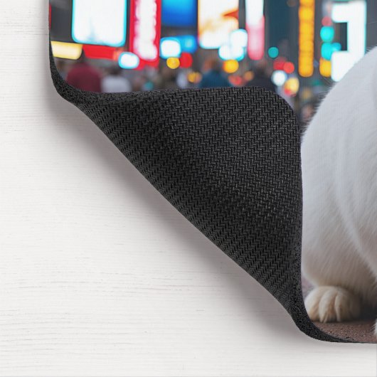 Wit Konijn in Times Square Muismat (Hoek)