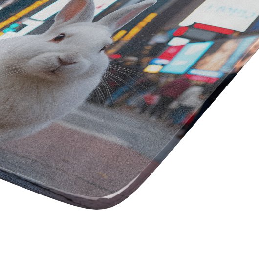 Wit Konijn in Times Square Snijplank (Hoek)