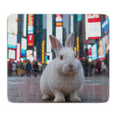 Wit Konijn in Times Square Snijplank (Voorkant)