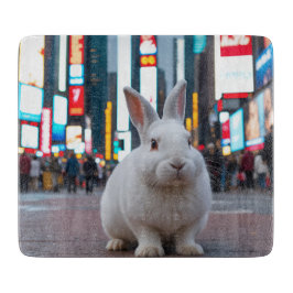 Wit Konijn in Times Square Snijplank