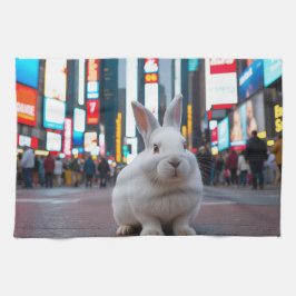 Wit Konijn in Times Square Theedoek