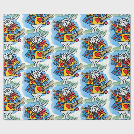 Wit Konijn in Wonderland Cadeaupapier (Vlak)