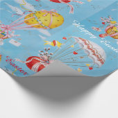 WIT KONIJN, KIPPEN, BALLONNEN MET PAASEIEREN CADEAUPAPIER (Hoek)