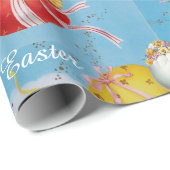 WIT KONIJN, KIPPEN, BALLONNEN MET PAASEIEREN CADEAUPAPIER (Rol Hoek)