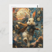 Wit konijn loopt laat briefkaart (Voorkant / Achterkant)