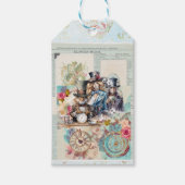 Wit Konijn, Mad Hatter & Alice in Top Hats Cadeaulabel (Voorkant)