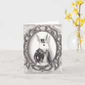 Wit konijn - Notecard Kaart (Gele Bloem)