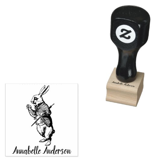 Wit Konijn Personaliseer Rubber Stamp Rubberstempel (Gestempeld)