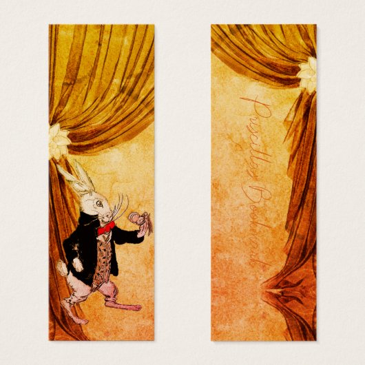 Wit Konijn Rood Bow Pocket Watch | BLADWIJZER Mini Visitekaartjes (Voorkant /achterkant)