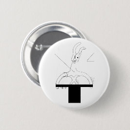 Wit konijn uit een hoge hoed ronde button 5,7 cm