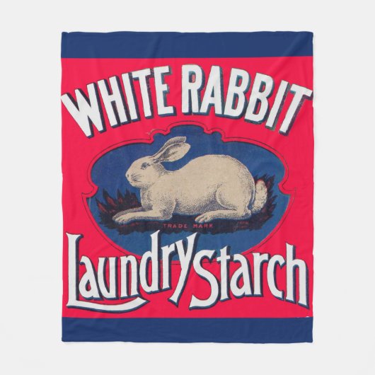 Wit Konijn Wasserij Starch label print Fleece Deken (Voorkant)