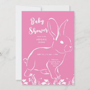 Wit Konijnenroze Baby shower Kaart