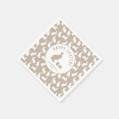 Wit Konijnpatroon Op Beige Mooie Pasen Servet (Hoek)