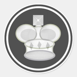 Wit Koning Schaakstuk Ronde Sticker