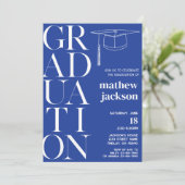 wit koningsblauw achtergrond '24 afstudeerfeest kaart (Staand voorkant)