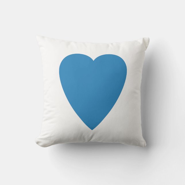 Wit & Koningsblauw Pastel Hartvorm Ontwerp Kussen (Voorkant)
