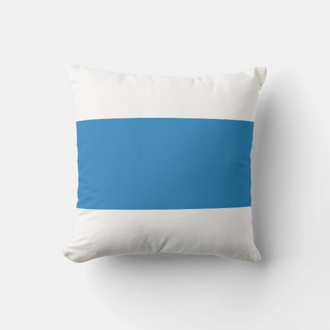 Wit & Koningsblauw Pastelblauwe Balk Design Kussen (Voorkant)
