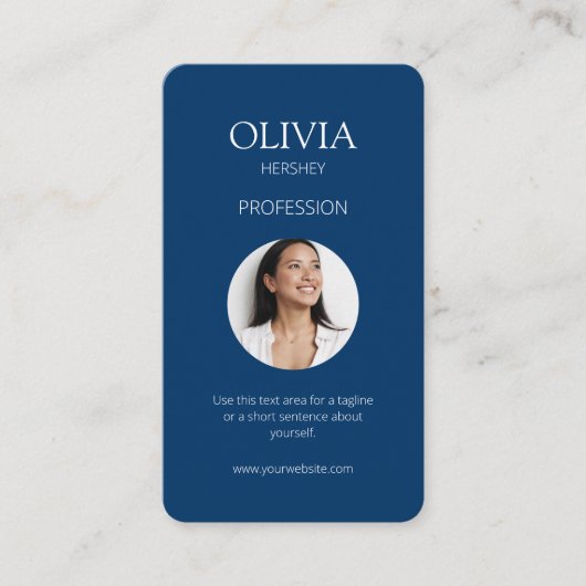 Wit/Koninklijk Blauw Foto Sociale QR Code Visitekaartje (Voorkant)