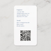Wit/Koninklijk Blauw Foto Sociale QR Code Visitekaartje (Achterkant)